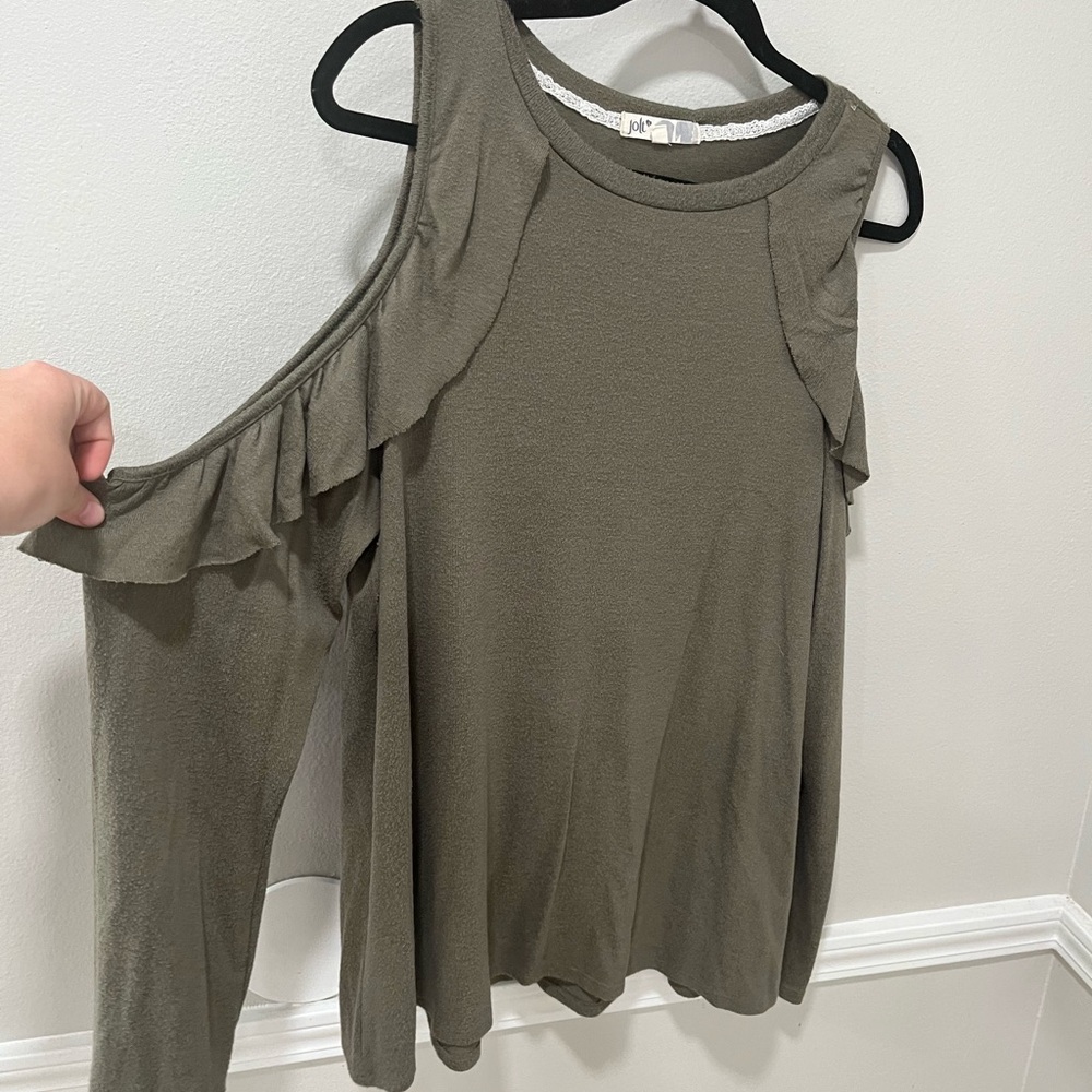 Jolt Green Asymmetrical Ruffled Tank Top